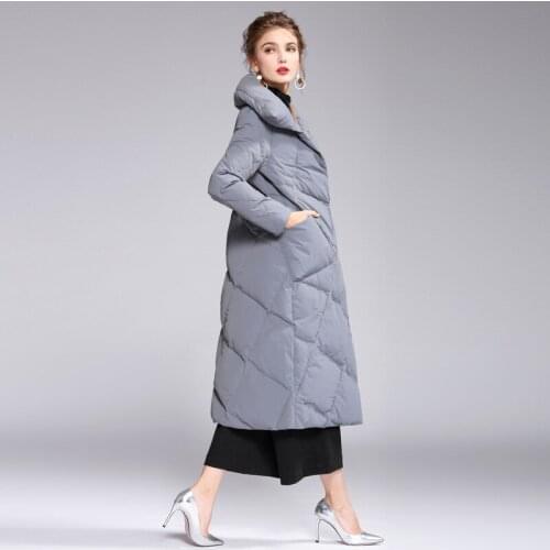 2020 Oversize 90% White Duck Down Coat Winter Solid Thick Warm Womens X-Long Down Jacket Pocket Loose Female Down