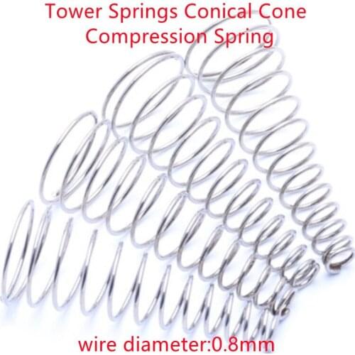 10pcs/lot Wire Diameter 0.8mm 304 Stainless Steel Tower Springs Conical Cone Compression Spring Pressure Spring