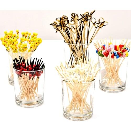 100pc Disposable Bamboo Fork Party Buffet Fruit Fork Party Dessert Stick Cocktail Skewer Food Cocktail Sandwich Fork Tableware