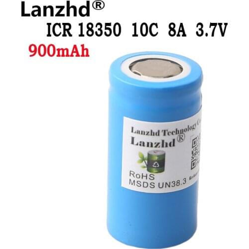 40pcs 3.7V 18350 Rechargeable Batteries Li ion 900mAh 10C Cells 18350 battery power cylindrical lamps For Power tools
