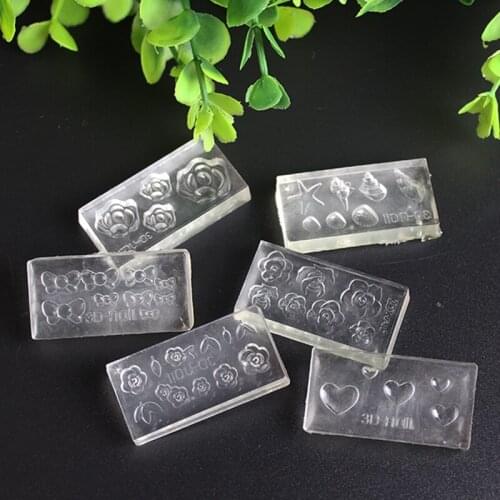6pcs/Set Nail Art Template 3D Acrylic Mold For Nail Art Decoration Silicone Manicure Crystal Carving Mold Nails Template Pattern