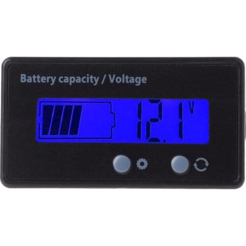 8-70V Blue LCD Acid Lead Lithium Battery Capacity Indicator Voltmeter Gauge 2in1