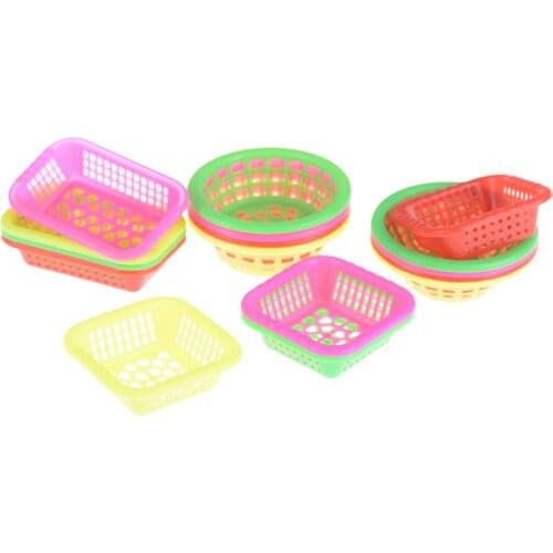 4pcs 1:12 DIY Kitchen Accessories Basket Doll House Pocket Mini Miniature Square Round Basket