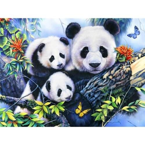 JMINE Div 5D Panda Family Tree Full Diamond Painting cross stitch kits art High Quality Animal 3D paint by diamonds