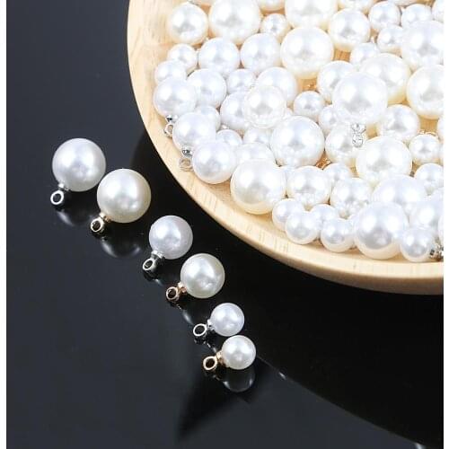 10PCS 6mm 8mm 10mm ABS Imitation Pearl bead charm for Earring Bracelet Choker Necklace headdress Jewelry Making
