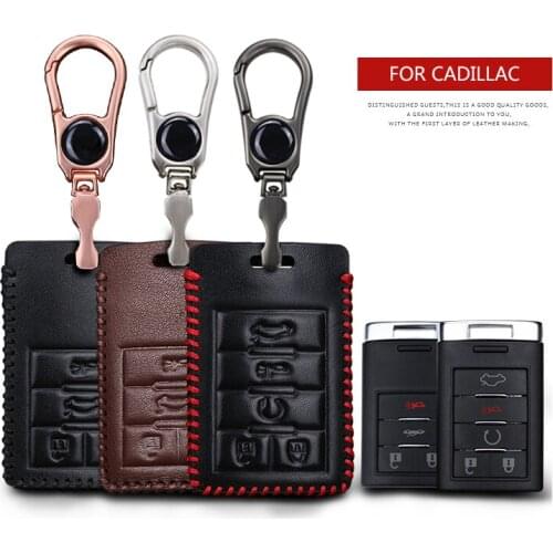 KUKAKEY Car Logo Keychain Key Case For Cadillac CTS Escalade SRX ATS STS Square Anti-wear Key Cover Shell