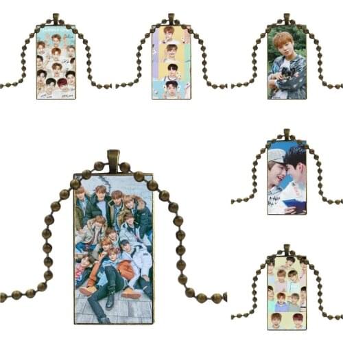 For Women High Quality Girls Necklace Fashion Long Chain With Rectangle Necklace Jewelry Korea Singer Wanna One Pattern