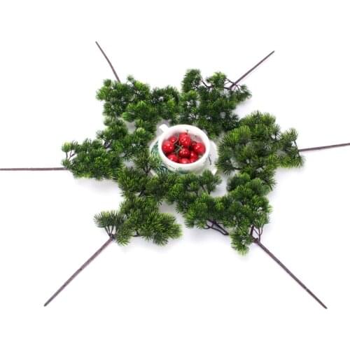 Artificial cypress leaf pine branch home living room hotel chrismas green plant decoration balcony decoration fake pine needle