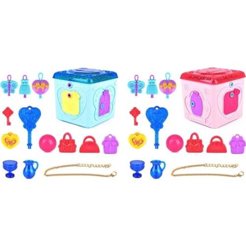 Girls Treasure Box Pretend Toy with Light Sound Effects Unlock Key Fun 6 Keys to Open the Box Surprise for Child