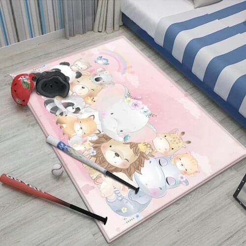 Balloon Pink Car Animal Picture Non-Slip Children Flannel Carpet Baby Hand Print Carpet Baby Play Mat Fashion Children Carpet