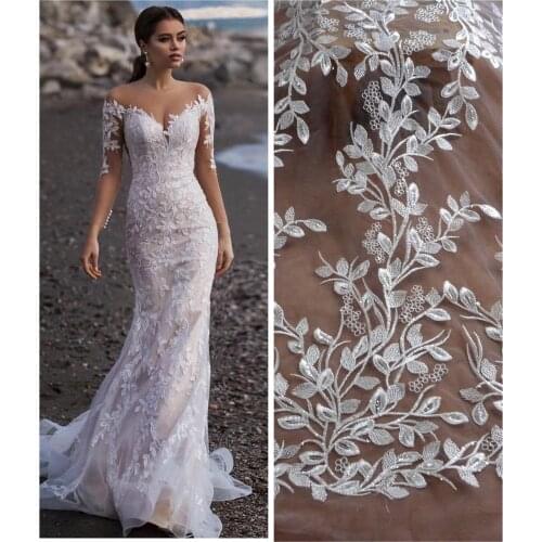 Super La Belleza 2020 new embroidery lace fabric, super beautiful high quanlity wedding dress lace fabric 1 yard
