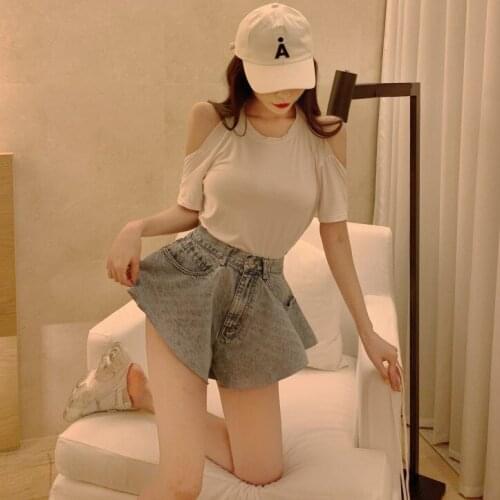 2020 summer new loose wide leg shorts high waist jeans casual was thin shorts sexy hot shorts