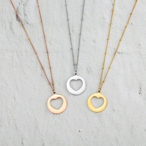 Wholesale Hollow out heart Necklace finishing polish Stainless Steel Pendant as Valentines Gift 10pcs/lot