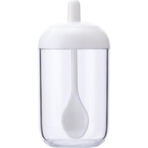Transparent Spice Jar Seasoning Bottle Container Condiment Salt Storage Spoon