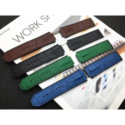Brand Blue Brown Green Black 29*19mm with Silicone watchband watch band for Hublot strap for king power series HUB logo on tool