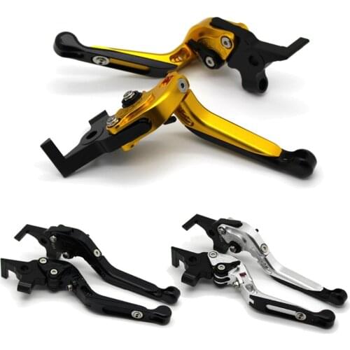 With logo Motorcycle Frame Ornamental Foldable Brake Handle Extendable Clutch Lever For SUZUKI HAYABUSA GSXR1300