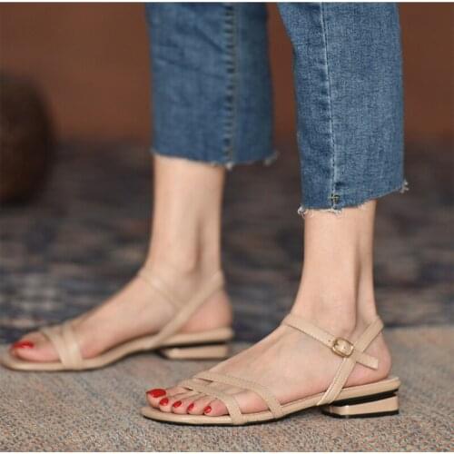 Summer Low Heels Ladies Sandals Ladies Buckle Comfortable Shoes Luxury Sandals Open Toe Ladies Sandals Women Shoes