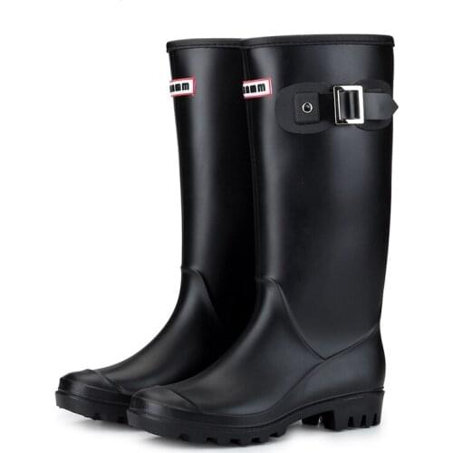 High-tube rain boots womens fashion adult non-slip waterproof rain boots womens rubber overshoes export water shoes ladies