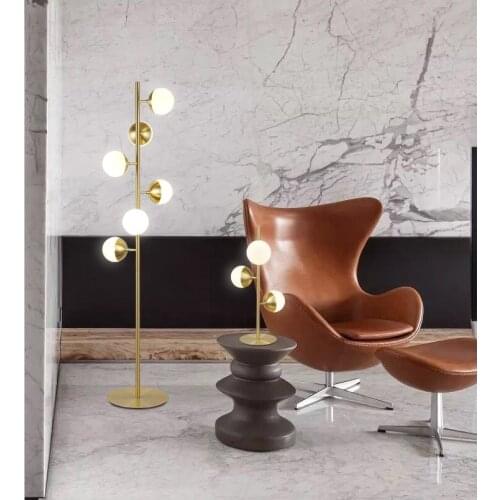Light luxury bulb Nordic glass ball metal floor lamp living room sales office club floor lamp