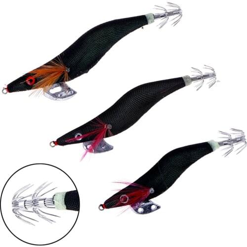 1pc luminous black squid hook artificial shrimp squid jig bait octopus squid shrimp bait black plastic squid jig fishing tackle