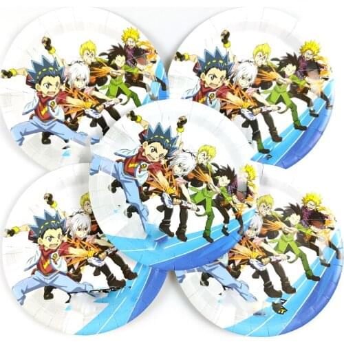 Beyblade Burst Theme Plates Kids Boys Favors Dishes Baby Shower Decoration Birthday Events Party Tableware Supplies 10pcs/lot
