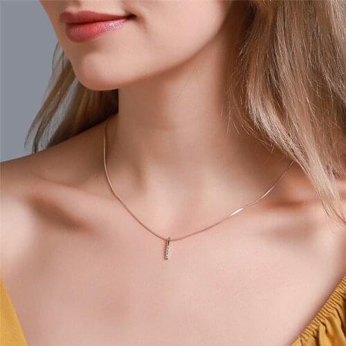 Simple Strip Geometric Cubic Zircon Necklace Silver Color Clavicle Chain Charm Necklace For Women
