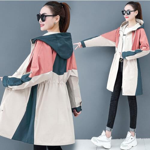 Winter New Plus Size Womens Windbreaker coat Fashion Medium Long Slim Hooded Coats trench coat coats Womens Overcoat