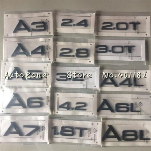 10pcs New Car Styling ABS silver Black 3D A3 A4L A6L A8L 1.8T 2.0T 3.0T Rear Boot Trunk Badge Emblem For Q3 Q5 Q7 A4L A4 A6 A8