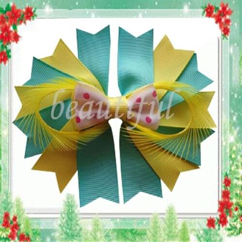 100 pcs BLESSING Good Girl 4.5" Novel Swallowtail Feather Bow Clip Pearl Rose 158 No