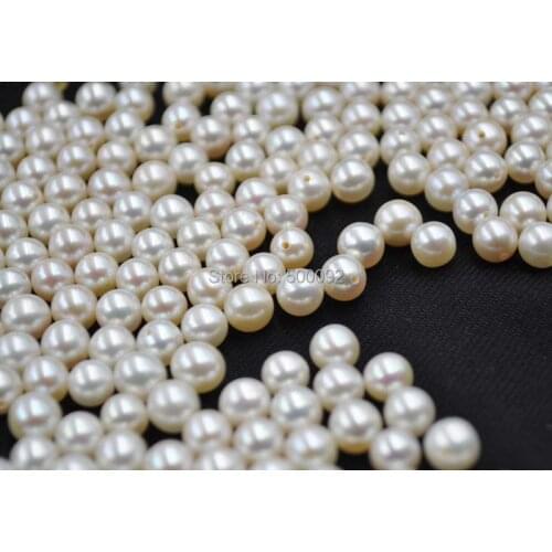 Fine lots 20 pcs 6mm round half drilled freshwater loose pearls free shipping