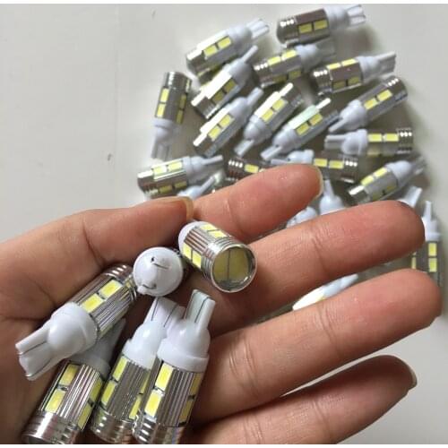 200 pcs/lot T10 194 168 w5w 1210 LED 10SMD 5630 Bulbs Auto Interior High Bright Car Lighting With Aluminum Cover With Lens