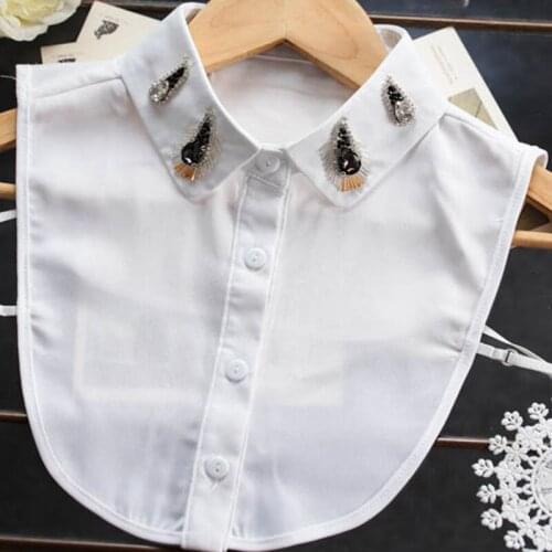 2017 newest Fashion Women detachable Fake shirt collar Black Chain Crystal Decorated apparel accessories Vintage