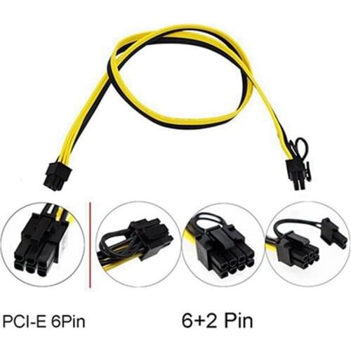 8 Pcs 6 Pin PCI-E To 8 Pin(6+2) PCI-E (Male To Male) GPU Power Cable 50Cm For Image Cards Mining Server Breakout Board