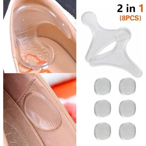 8Pcs Explosions soft silicone high heel pad heel care insoles women heel shoes insoles (2in1 8Pcs)