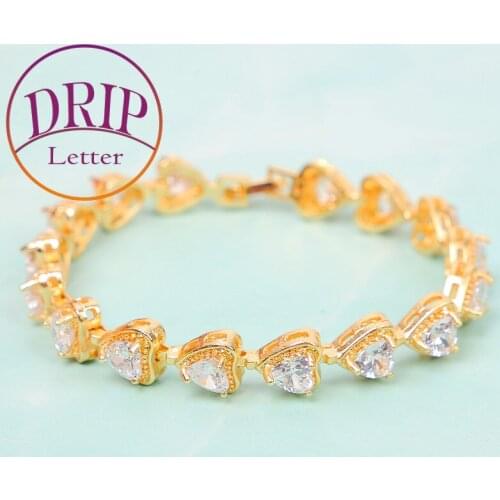 Heart Bracelet Gold Color Hip Hop Jewelry