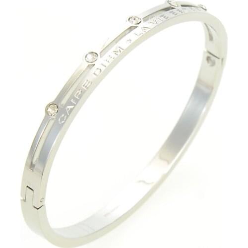 Miasol Lovers Cubic Zirconia Bracelets Stainless Steel Open Cuff Bracelets Bangles For Woman Bracelets Jewelry Gifts