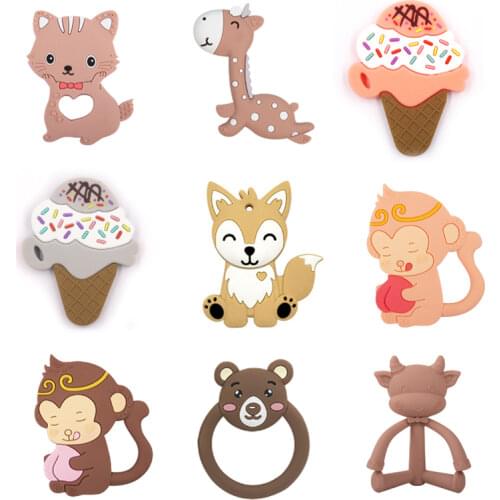 Baby Animal Silicone Teethers Dog Dinosaur Koala Baby Teething Product Accessories for Pacifier Chains BPA Free Baby Necklace