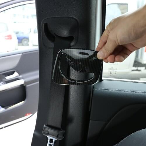 For Mercedes Benz B Class W247 2019-2020 ABS Chrome/Carbon Fiber Interior Accessories Safety Belt Cover Trim Car Accessories