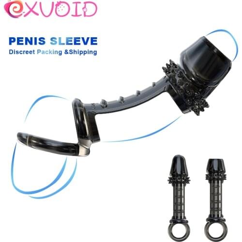 EXVOID Cocks Extender Penis Sleeve Penig Ring G-spot Massager Reusable Silicone Condom Sex Toys For Men Dildo Enlargement