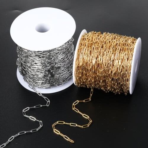 1 Meter Hypoallergenic Stainless Steel 1.0x12x4mm Gold Steel Tone Cable Link Bulk Chain Fit DIY Necklace Jewelry Making Material