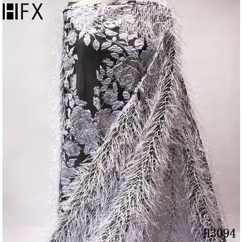 HFX Lace Fabric African Brocade Embroidered Dress Lace Feater Fench Tulle Bridal Tulle Net Lace Fabric for Party X3094