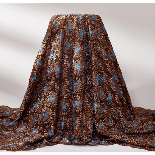 Lace Fabric Brown Swiss Voile Cotton Fabric 2021 Austri Cotton Embroidery Sewing Fabrics Dresses For Woman Freen Shipping A 2520