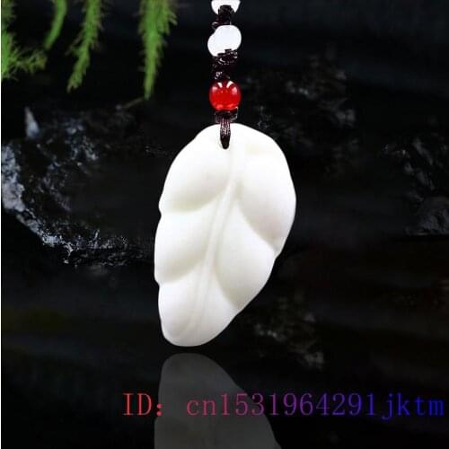 White Jade Leaf Pendant Accessories Amulet Jewelry Natural Gemstone Women Carved Fashion Gifts Charm Necklace Chinese