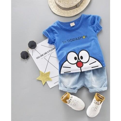 Summer Cartoon Toddler Boy Clothes Set T Shirt Short Jeans Children Clothing Short Sleeve Shirt Boys Suit Baby Tracksuit clothes