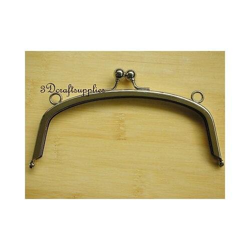 Metal purse frame glue on clasp clip nickel 5 3/4 inch X 2 1/4 inch B45