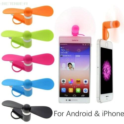 2 IN 1 Portable CellPhone Mini Fan Cooling Cooler For Micro USB For iPhone 5 5S SE 6 6S Plus 8 Pin Android Phones S6 S7 100pcs