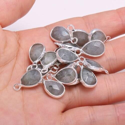 Fashion Drop Shape Pendant Charms Natural Stone Flash Labradorite Pendants for Jewelry Making DIY Necklace Earrings Accessories