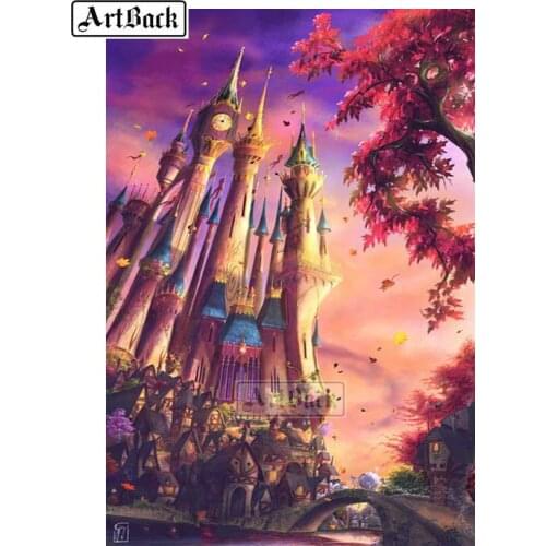 New 5d diy diamond painting castle autumn view square full of drill 3D diamond embroidery mosaic kit home decor gift ARD38