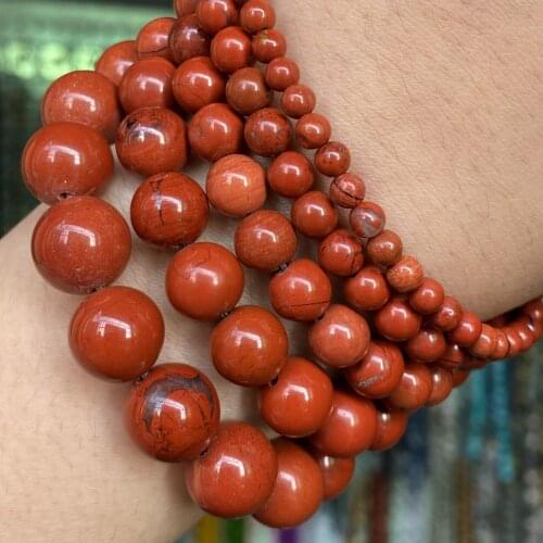 Natural Red Jaspers Stone Beads Round Loose Spacer Beads For Jewelry Making Needlework Diy Bracelet Necklace 4 6 8 10 12mm 15
