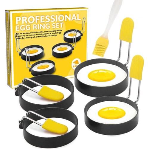 Stainless Steel 4pcs Fried Egg Pancake Shaper Omelette Mold Mould Frying Egg Cooking Tools Kitchen Accessories Gadget Rings